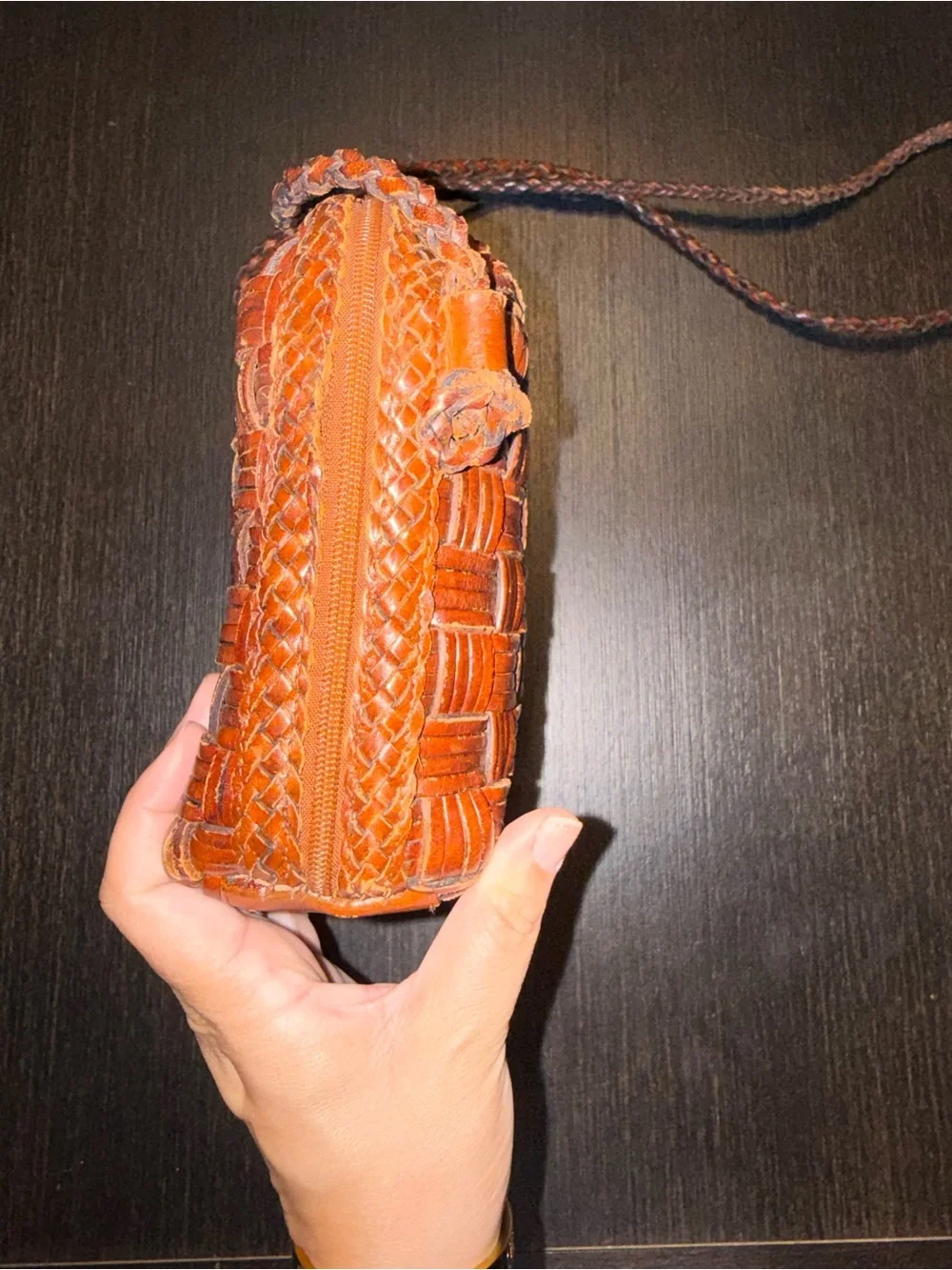 Cem Small Brown Woven Leather Crossbody Bag Genuine Leather Made In Brazil